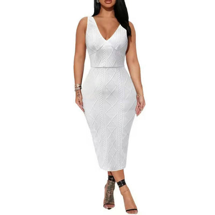 Women's Sexy Deep V Neck Bodycon Midi Dresses Sleeveless Tank Dresses