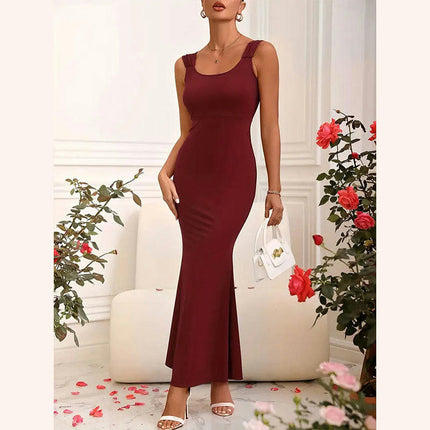 Women's Square Neck Sleeveless Bodycon Elegant Cocktail Party Maxi Dress