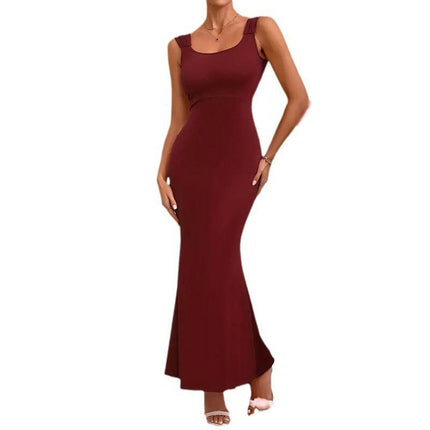 Women's Square Neck Sleeveless Bodycon Elegant Cocktail Party Maxi Dress