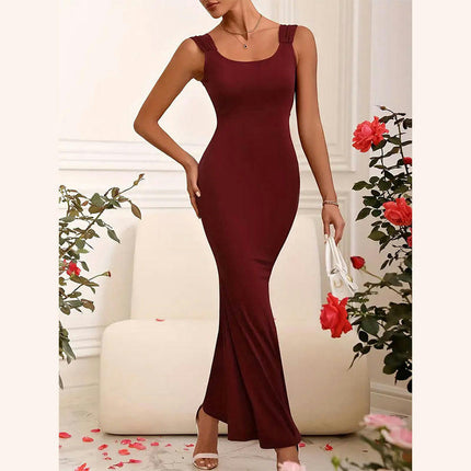 Women's Square Neck Sleeveless Bodycon Elegant Cocktail Party Maxi Dress