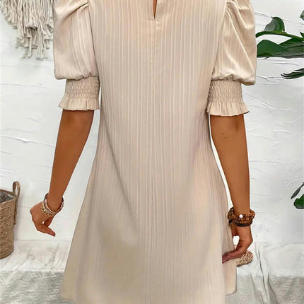 Women's Casual Crew Neck Dress Summer Puff Short Sleeve Mini Dresses