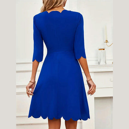 Womens Casual Crew Neck Half Sleeve Dress Elegant Bodycon A-Line Mini Dresses