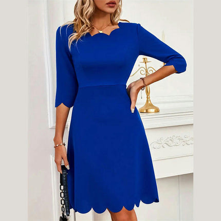 Womens Casual Crew Neck Half Sleeve Dress Elegant Bodycon A-Line Mini Dresses