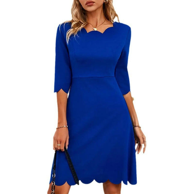 Womens Casual Crew Neck Half Sleeve Dress Elegant Bodycon A-Line Mini Dresses