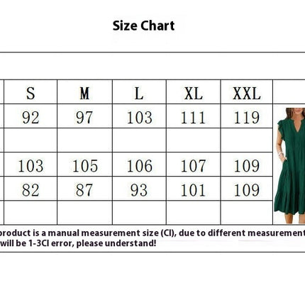 Women's Casual Dress V Neck Ruffle Cap Sleeve Tiered Swing A-Line Midi Dresses