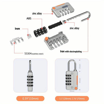 Anti-Theft 3-Digit Combination Lock with Color Matching for Travel Luggage