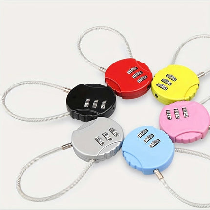 2 pcs Wire Rope 3 Digit Combination Lock, Suitcase Password Padlock