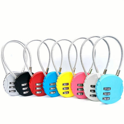 2 pcs Wire Rope 3 Digit Combination Lock, Suitcase Password Padlock