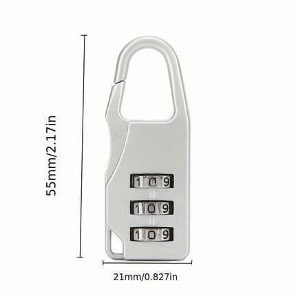 3-digit Combination Lock For Outdoor Travel, Luggage, Handbags, Or Zipper Bags