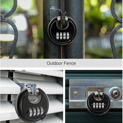 Password Lock Circular Padlock Keyless Heavy-duty Combination Lock, Suitable For Outdoor Shed