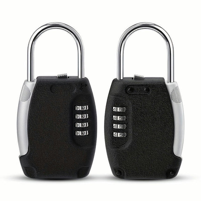 Metal Hidden Key Safe Box 4-Digital Password Combination Lock With Hook Padlocks (2 Pack)