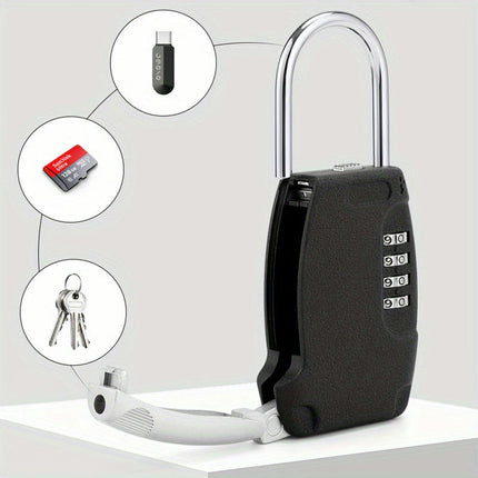 Metal Hidden Key Safe Box 4-Digital Password Combination Lock With Hook Padlocks (2 Pack)