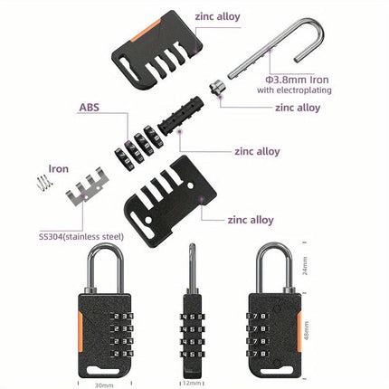 Zinc Alloy Secure 4-Digit Combination Padlock for Luggage & Gym Cabinets