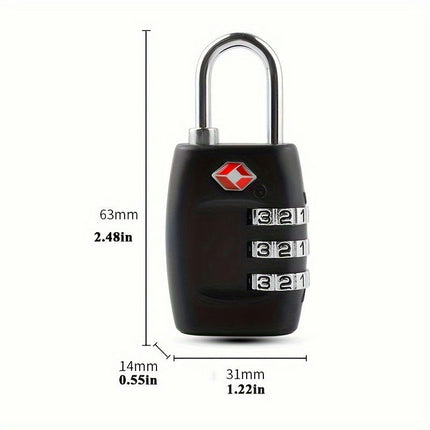 TSA-Approved 3-Dial Combination Travel Lock for Suitcases and Luggage Bags-2 Pack