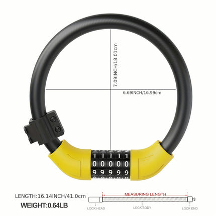 5-Digit Combination Lock, Heavy-Duty Anti-Theft Lock, Suitable For Bikes/Scooters/Electric Bikes