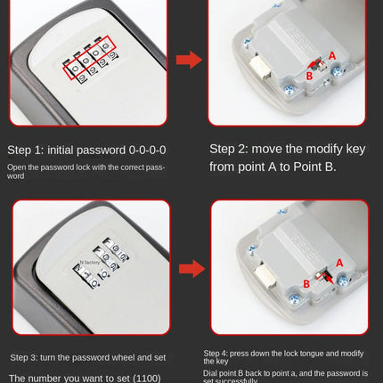 4 Digit Combination & Resettable Code with a Portable Waterproof Key Lock Box