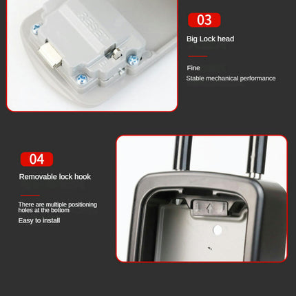 4 Digit Combination & Resettable Code with a Portable Waterproof Key Lock Box