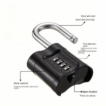 Outdoor Heavy Duty Combination Padlock, 4 Digit Padlock For Home, School, Garage, Fences