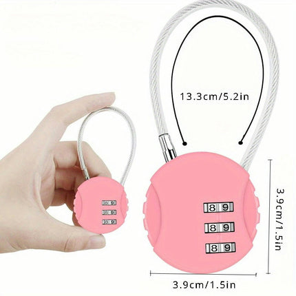 2pcs Round Wire Rope Combination Lock For Backpacks, Suitcases, Mini Combination Lock