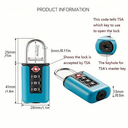 3 Digit Combination Lock, TSA Luggage Locks, Password Padlock For Travel Suitcase, Lockers