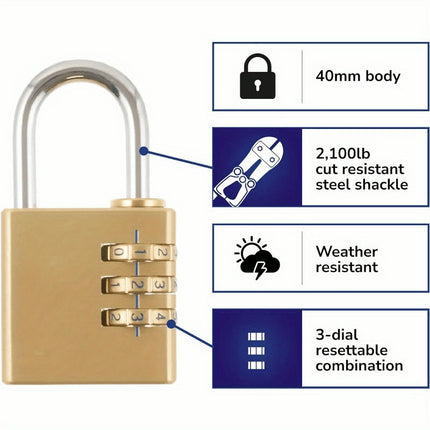 Solid Brass Resettable Combination Padlock Waterproof Padlock