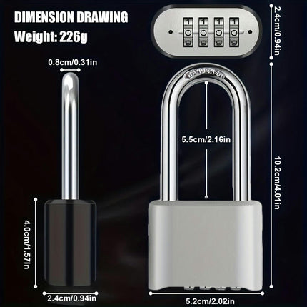 Heavy Duty Combination Lock, 4 Digit Resettable Weatherproof Padlock For Lockers