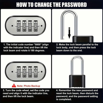 Heavy Duty Combination Lock, 4 Digit Resettable Weatherproof Padlock For Lockers