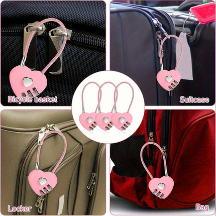 6 Pcs Heart Shaped Lock Cute Locker Lock Combination Locks Digit Padlock Outdoor Mini Lock