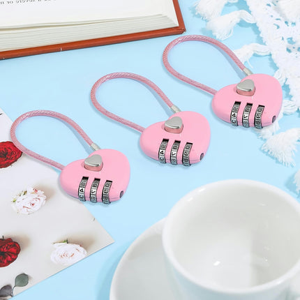 6 Pcs Heart Shaped Lock Cute Locker Lock Combination Locks Digit Padlock Outdoor Mini Lock