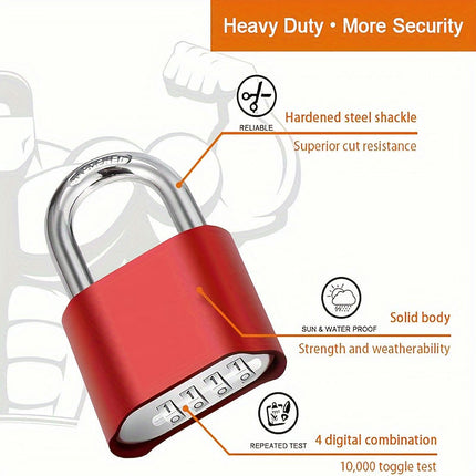 Combination Lock 4 Digit Heavy Duty Outdoor Waterproof Padlock For Schools, Gates,Lockers