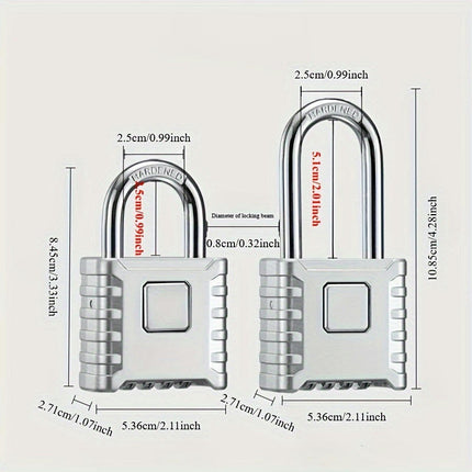 2 pieces Heavy Duty Combination Padlock,Outdoor Padlock For Lockers, Home, School, Garage