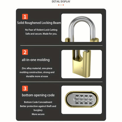 2 pieces 4-digit Lock Bottom Combination Padlock Package Beam Lock Gym Padlock