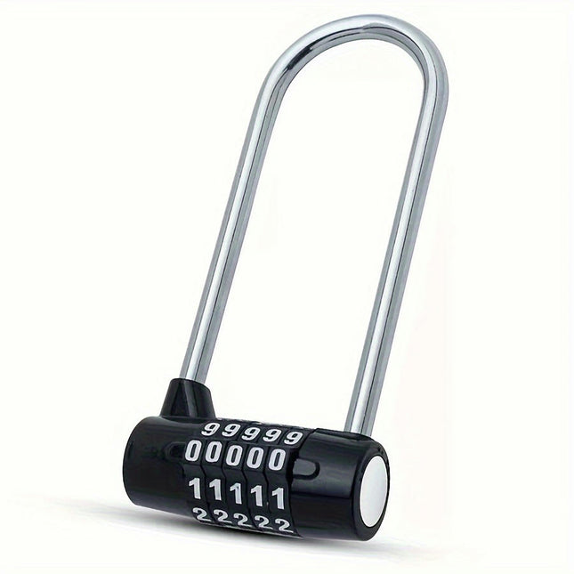 5-Digit Combination Lock, Extra Long Hardened Steel Shackle, Resettable Code Padlock for Lockers