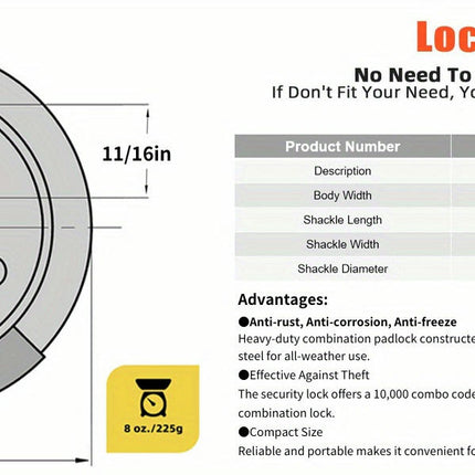 4-Digit Combination Disc Padlock 2-Pack-Heavy Duty Iron Locks for Outdoor Gate, Shed, Fence