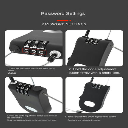 Cable Lock 3 Digit Combination Lock Adjustable Luggage Lock With Retractable Password Lock