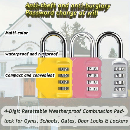 2 Pack Combination Lock 4 Digit Locker Lock Outdoor Waterproof Padlock for Lockers