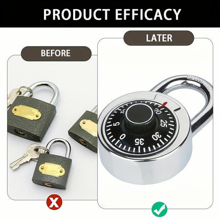 1-Pack Alloy Combination Padlock Rotary DialIdeal for Luggage, Bags & Bikes