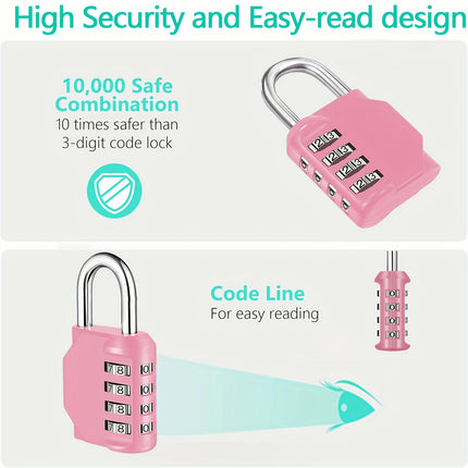 2 Pack Combination Lock 4 Digit Locker Lock Outdoor Waterproof Padlock for Lockers