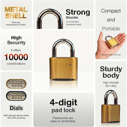 Lock Combination Lock, Heavy Duty Weatherproof Padlock Indoor And Outdoor Padlock For Locker