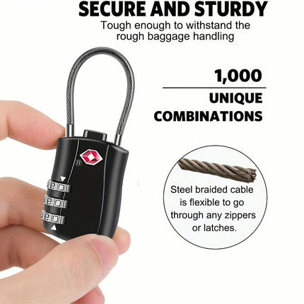 (2 Packs) TSA Approved Luggage Combination Locks, Combination Padlock With Alloy Body Lock