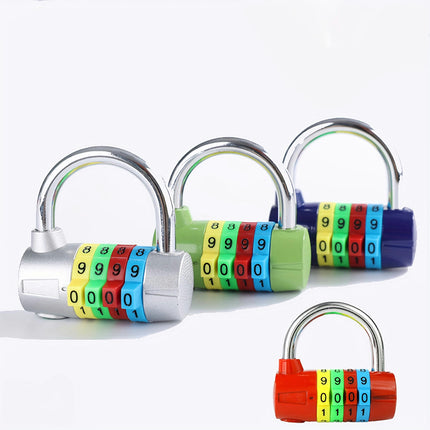 4-Digit Combination Padlock, Colourful Dials Security Password Lock For Locker Travel Suitcase