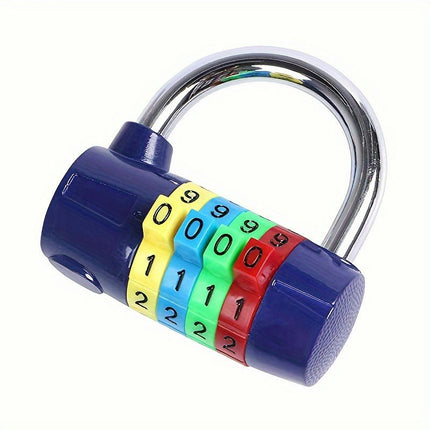 4-Digit Combination Padlock, Colourful Dials Security Password Lock For Locker Travel Suitcase