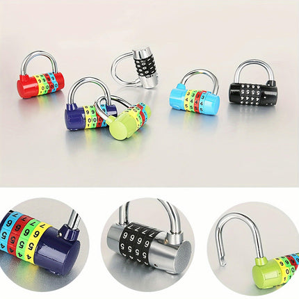 4-Digit Combination Padlock, Colourful Dials Security Password Lock For Locker Travel Suitcase