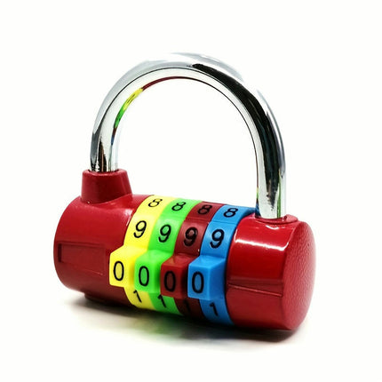 4-Digit Combination Padlock, Colourful Dials Security Password Lock For Locker Travel Suitcase