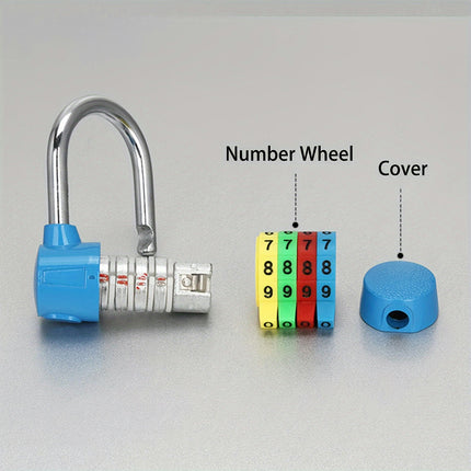 4-Digit Combination Padlock, Colourful Dials Security Password Lock For Locker Travel Suitcase