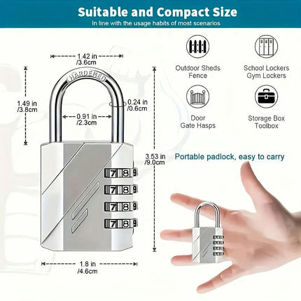 Combination Lock 4-digit Combination Lock Outdoor Waterproof Padlock For Home Use