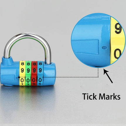 4-Digit Combination Padlock, Colourful Dials Security Password Lock For Locker Travel Suitcase