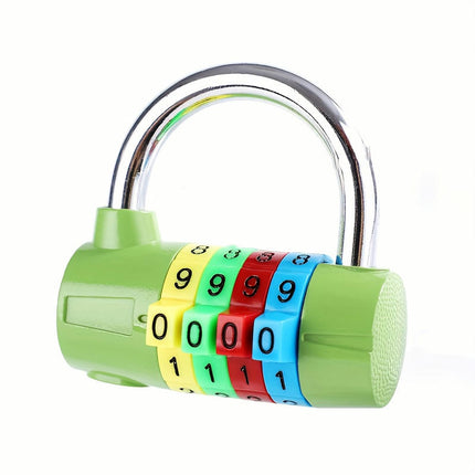 4-Digit Combination Padlock, Colourful Dials Security Password Lock For Locker Travel Suitcase