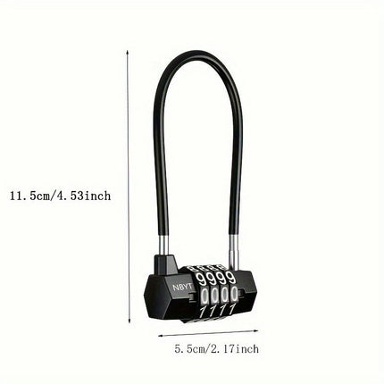 4-Digit Combination Padlock with Long Shackle, Weatherproof Outdoor Cable Lock-1 Pack