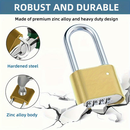 4 Digit Combination Lock Heavy Duty Outdoor Waterproof Padlock for Gates, Yards, Fences